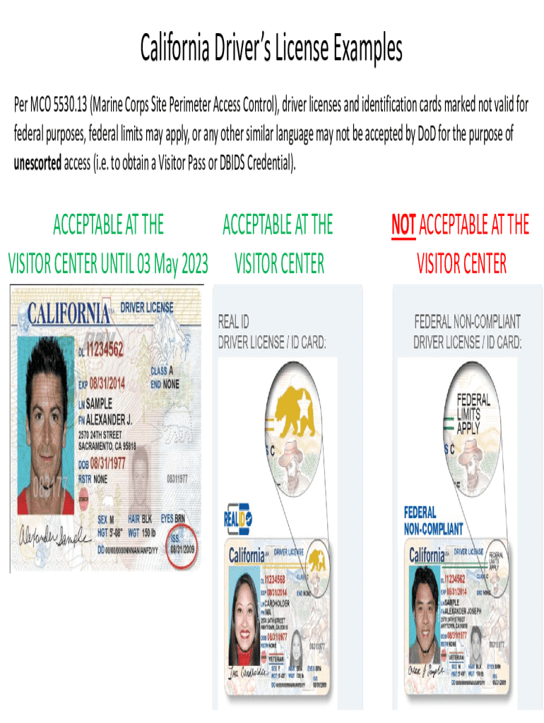 California Drivers License Template Editable  Form